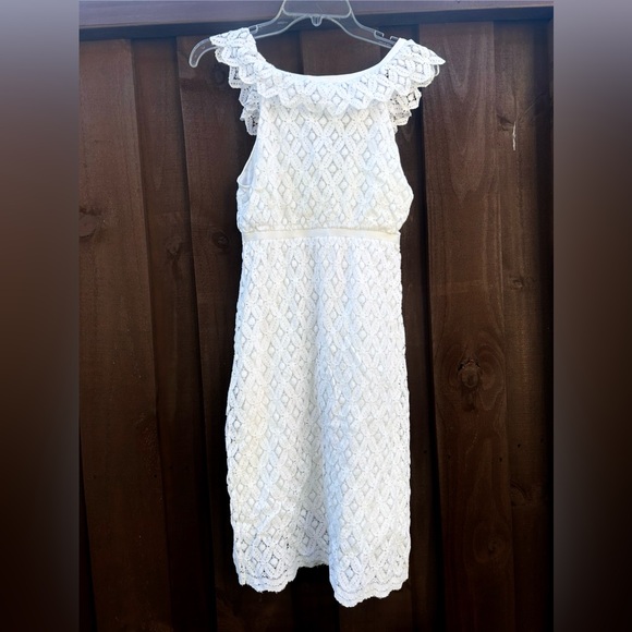 Y2K SOPHIE MAX Babydoll White Eyelet Lace Sun Dress Coquette Cottage Bridal Sz M - Picture 7 of 11